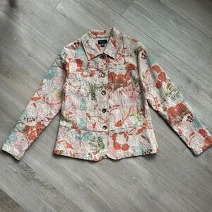 Analogy Jacket Women's size M Tropical Textured‎ Embroidered Colorful Coastal